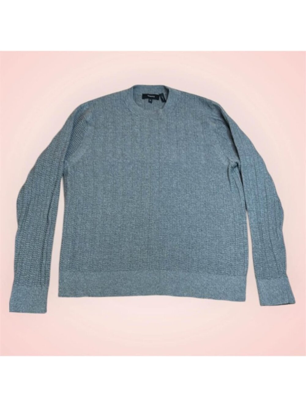 100% Merino Wool Theory Grey Knit Sweater sz XL EUC